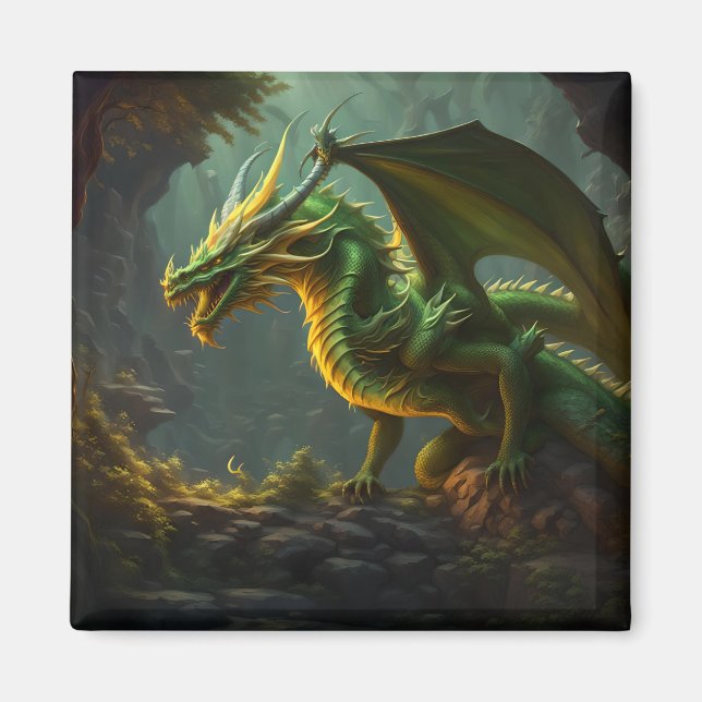 Imán Dragón Verde y Amarillo (Frente)