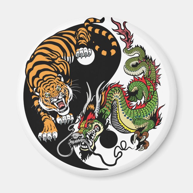Imán dragón y tigre yin yang (Frente)
