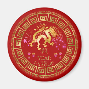 Imán Dragón zodiaco chino rojo/dorado ID542