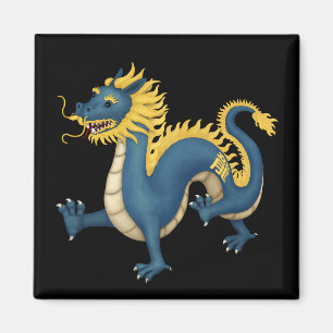 Imán Dragón zodiaco chino Rótulo de astrología negro