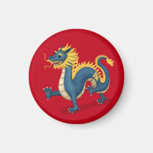 Imán Dragón zodiaco chino Rótulo de astrología rojo