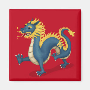 Imán Dragón zodiaco chino Rótulo de astrología rojo
