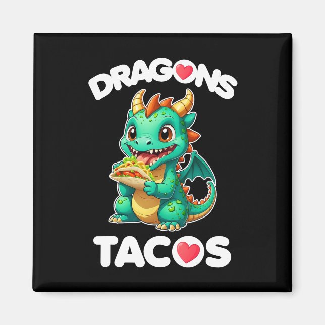 Imán Dragones aman los tacos cute cinco de maya comida  (Frente)