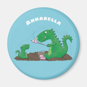 Imán dragones cortos asando malvaviscos personalizado