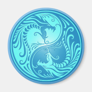 Imán Dragones de Yin Yang, azules claros