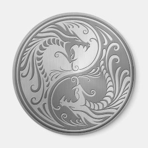 Imán Dragones de Yin Yang del acero inoxidable