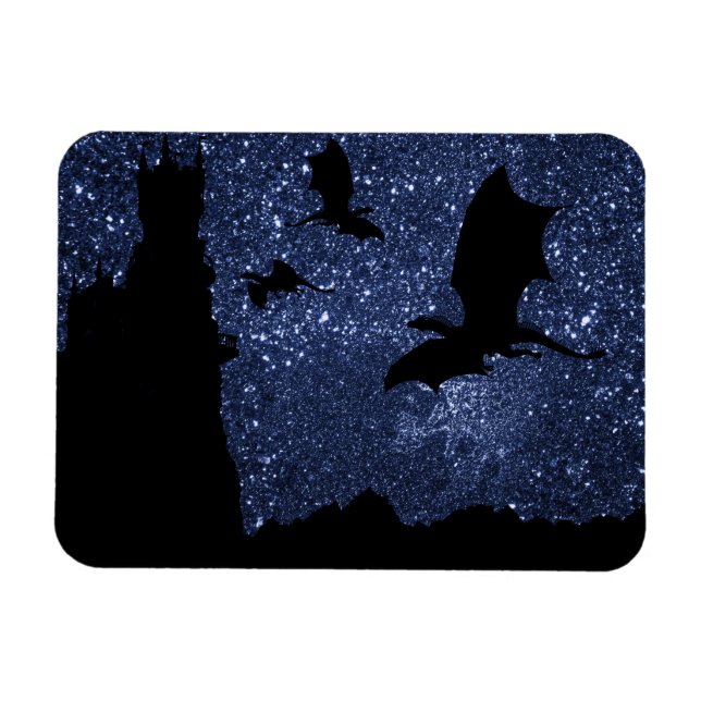 Imán Dragones volando, el cielo estelar de medianoche c (Horizontal)