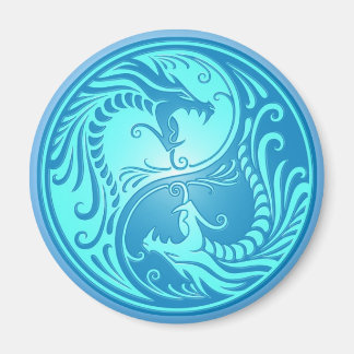Imán Dragones Yin Yang, azul claro