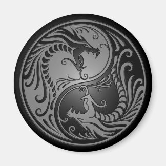 Imán Dragones Yin Yang, gris y negro