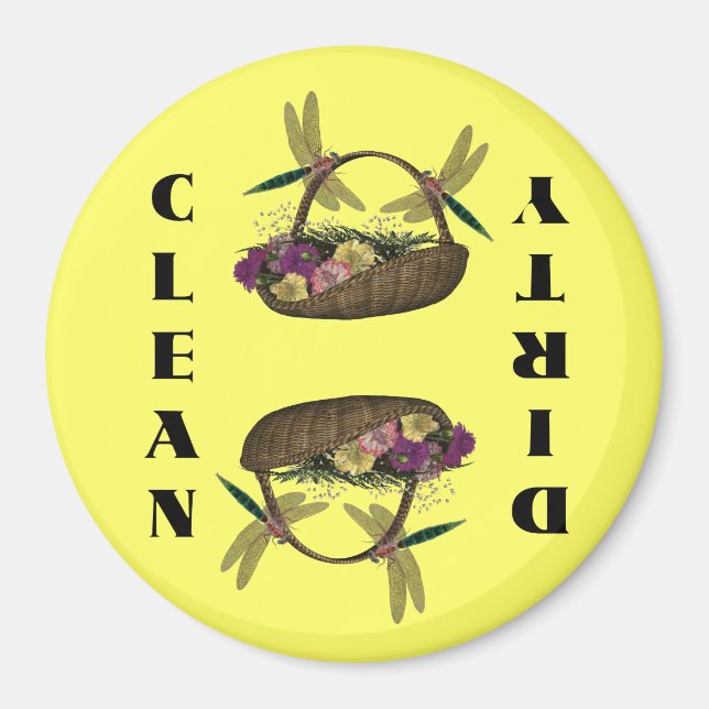 Imán Dragonflies On Flower Basket Dishlavavajillas (Frente)