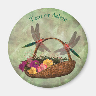 Imán Dragonflies On Flower Basket Personalizado