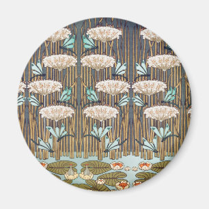 Imán Dragonflies Water Lilies Marsh Art Nouveau