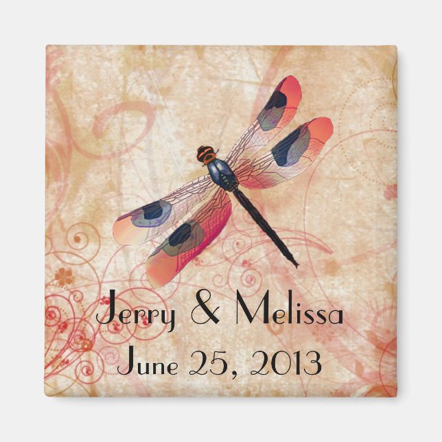 Imán Dragonfly Flourish Wedding Favor Magnet (Frente)