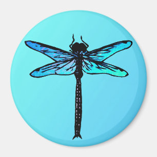 Imán Dragonfly japonés vintage, azul turquesa