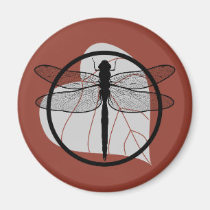 Imán Dragonfly on Leaf Drawing - Serie Círculo de Vida
