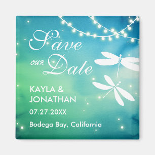 Imán Dragonfly Save the Date Magnets   Azul y Verde