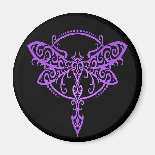 Imán Dragonfly tribal, morado y negro (Frente)