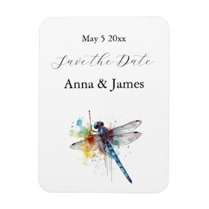 Imán Dragonfly Wedding, pegatina personalizada de fecha
