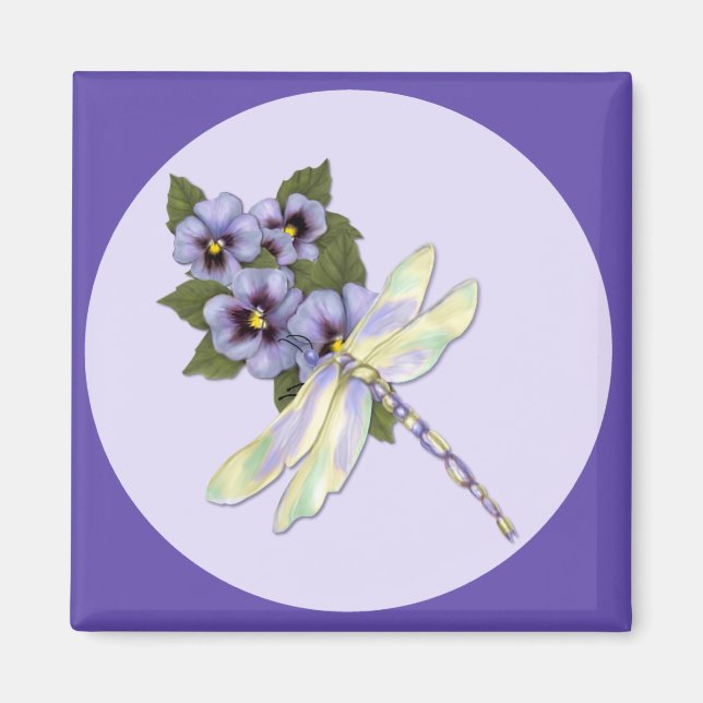 Imán Dragonfly y Pansies (Frente)