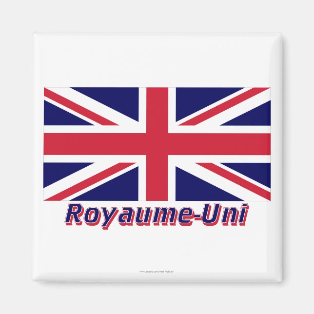 Imán Drapeau Royaume-Uni avec le nom en français (Frente)