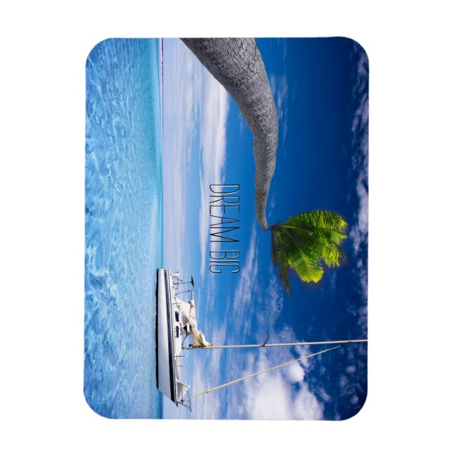 Imán Dream Big Motivational Quote Beach Tema (Vertical)