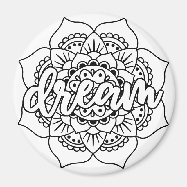 Imán Dream Mandala Black & White (Frente)