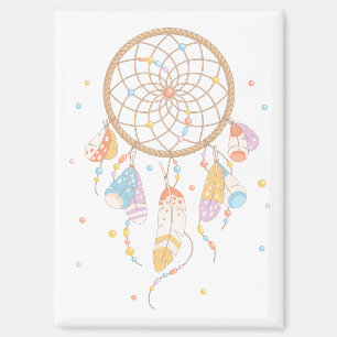 Imán Dreamcatcher Del Boho Tribal Sobre El V2 Blanco