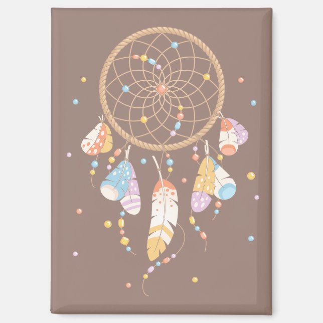 Imán Dreamcatcher Tribal Boho en Brown V2 (Anverso)