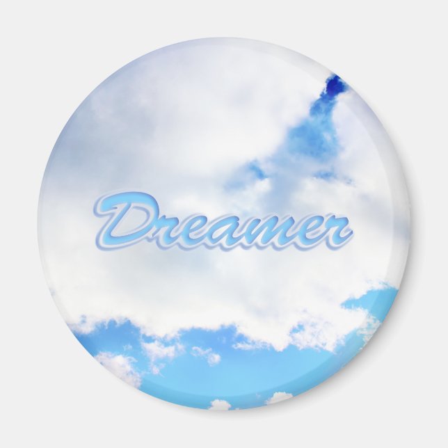 Imán Dreamer puffy nubes blancas y cielo azul (Frente)