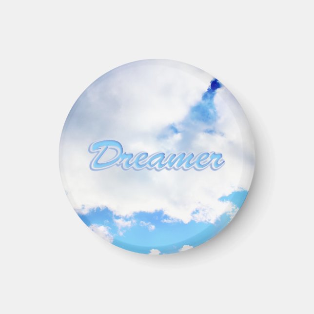Imán Dreamer puffy nubes blancas y cielo azul (Frente)