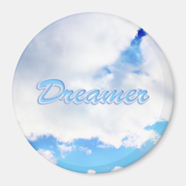 Imán Dreamer puffy nubes blancas y cielo azul (Frente)
