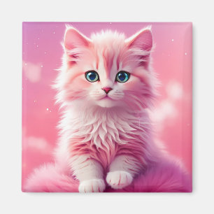Imán Dreamy Cute Fluffy Gato Kitty Rosa