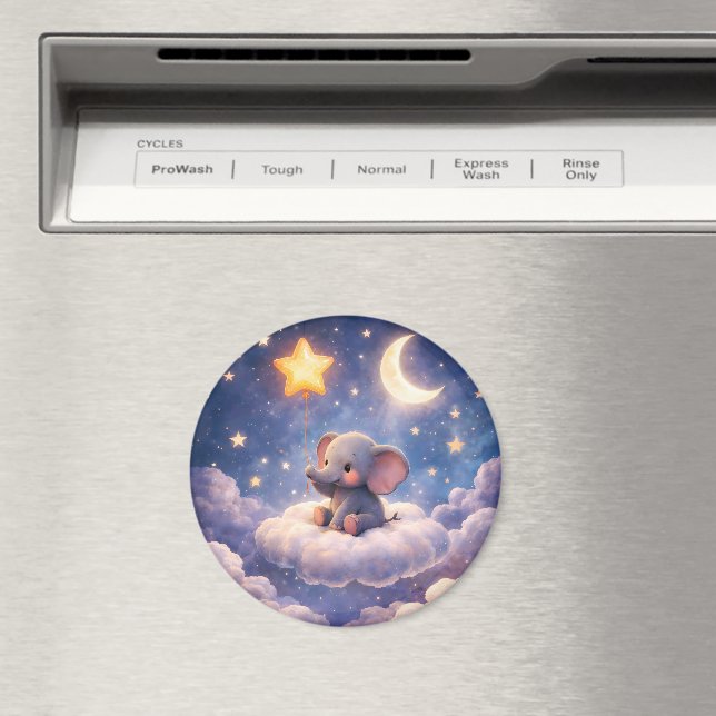 Imán Dreamy elephant and midnight stars round large mag (In situ (lavavajillas))