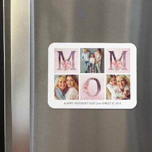 Imán Dreamy Pink Floral MOM Collage de fotos Día de la 