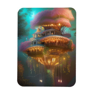 Imán Dreamy Pink Treehouse Digital Art
