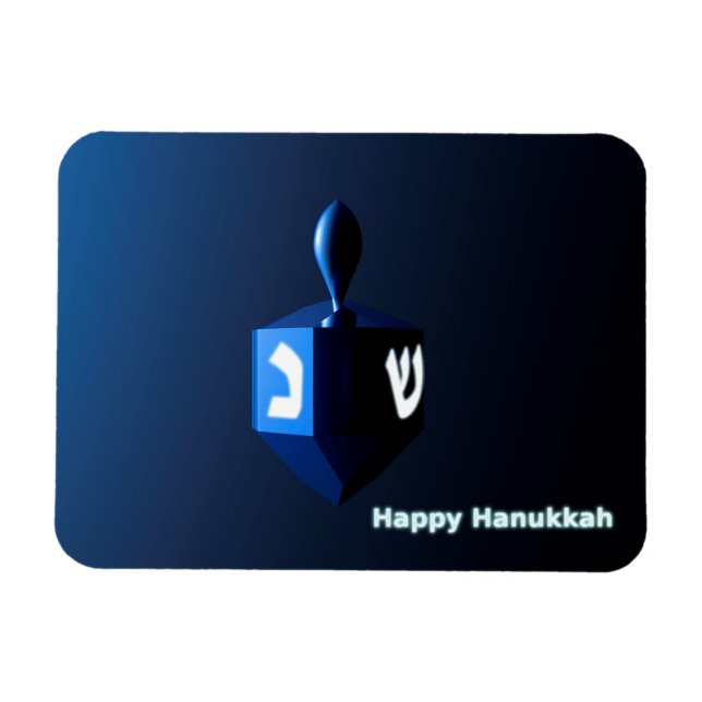 Imán Dreidel azul brillante (Horizontal)