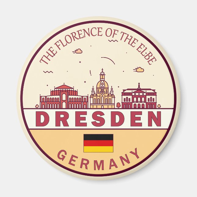 Imán Dresden Alemania City Skyline Emblem (Frente)