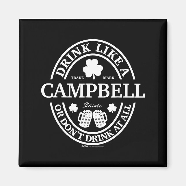 Imán Drink Like A Campbell Shamrock St Patricks Day  (Frente)