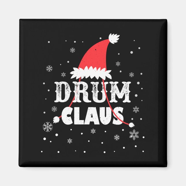 Imán Drum Claus Santa Christmas Drummer Long Sleeve  (Frente)