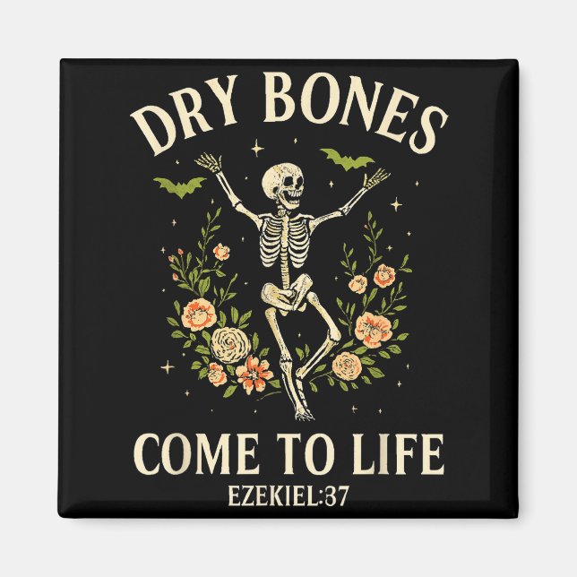 Imán Dry Bones Come To Life Dancing Floral Skeleton  (Frente)