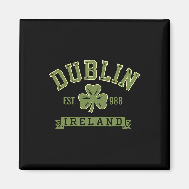 Imán Dublín Irlanda Clover Leaf Shamrock Celtic Est 988 (Frente)