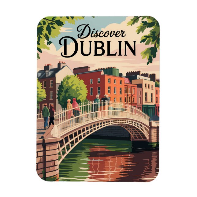 Imán Dublín Irlanda Ilustracion Viajes de arte (Vertical)