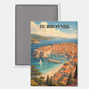 Imán Dubrovenik Croacia Arte de Viaje Vintage