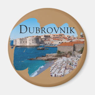 Imán Dubrovnik: Vista de la playa y el casco antiguo