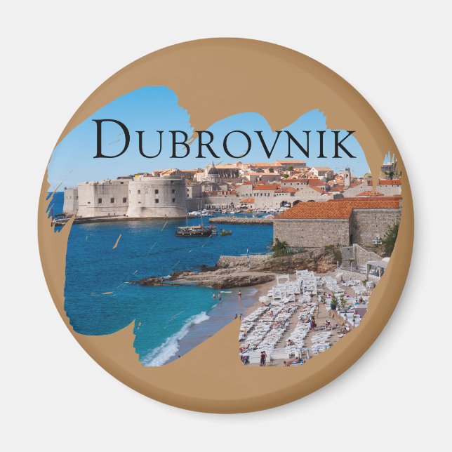 Imán Dubrovnik: Vistas a la playa y al casco antiguo (Frente)