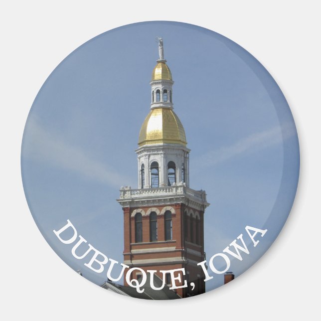 Imán Dubuque. Iowa Souvenir Magnet (Frente)