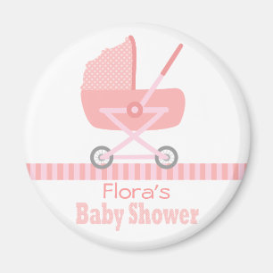 Imán Ducha de bebé: Cochecito de bebé rosa adorable