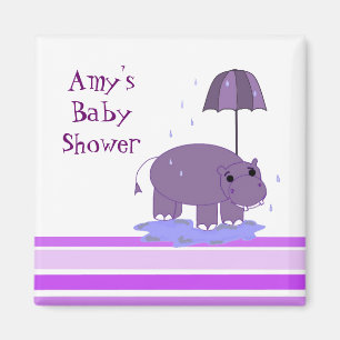 Imán Ducha de bebé de hipopótamo morado