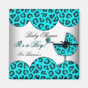 Imán Ducha de Bebé Niño Bebé Leopardo Cochecito Azul