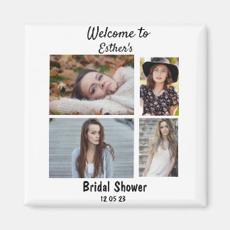 Imán Ducha de novia personalizada 4 Collages de fotos